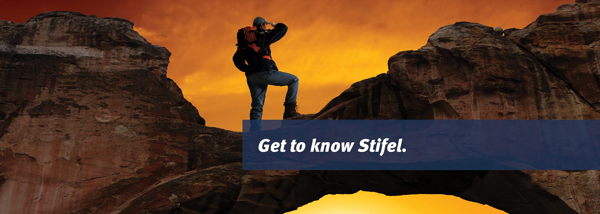 "Get to know Stifel" above image of hiker