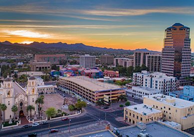 Aerial of Tucson, Arizona downtown